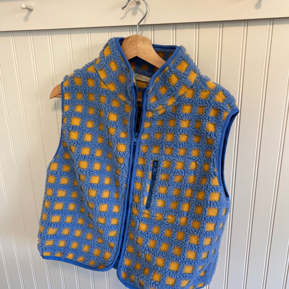 Blue and Yellow Checkered Fleece Vest